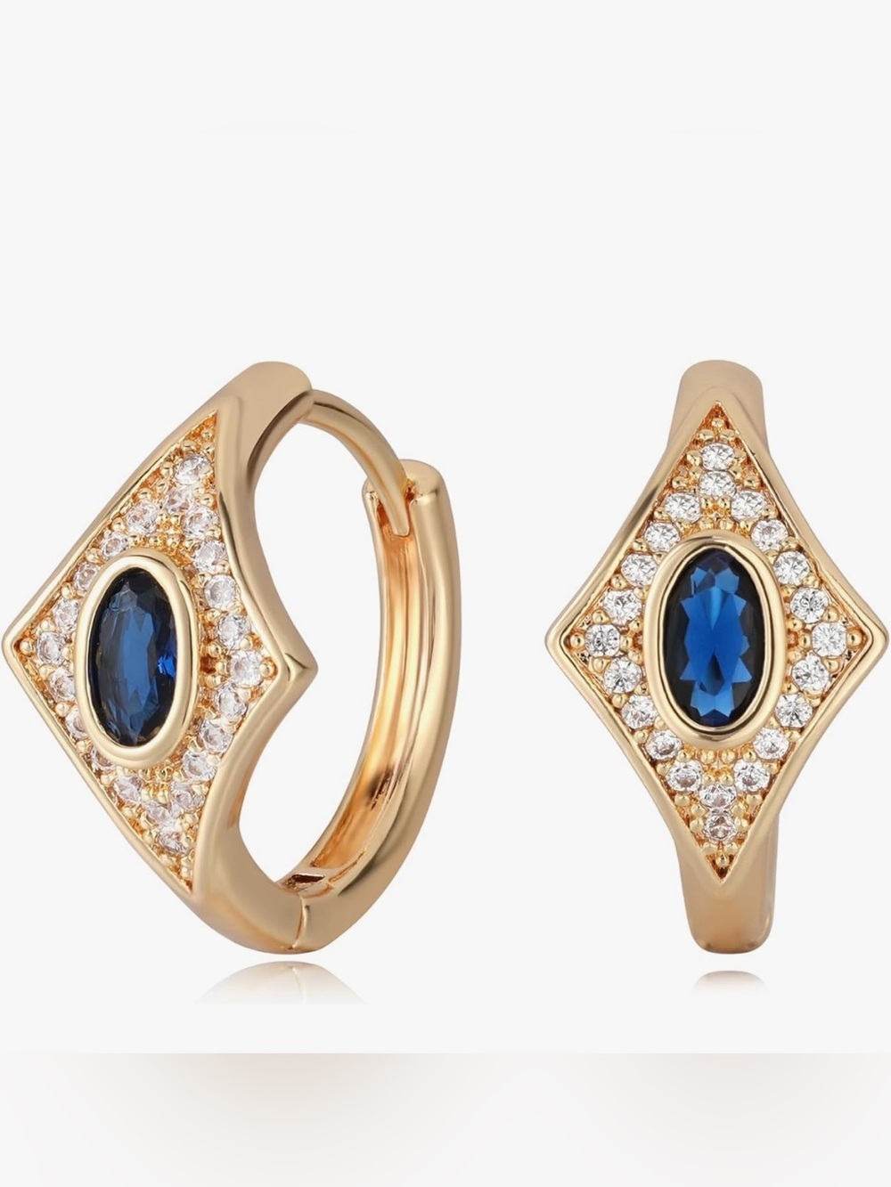 14K Gold Plated Zirconia Huggies Vintage Style Earring